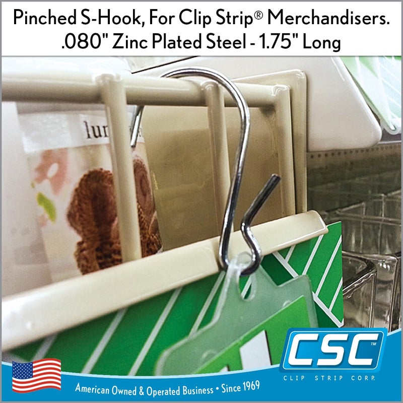 Clip Strip 100 Pack S Hooks, 1.69" S Shaped Hooks for Hanging Plants, DIY Crafts, Jewelry, Keys, Decorations, Kitchen Utensils, Merchandisers, Displays, Products in Retail, Pinched Version - Image 5